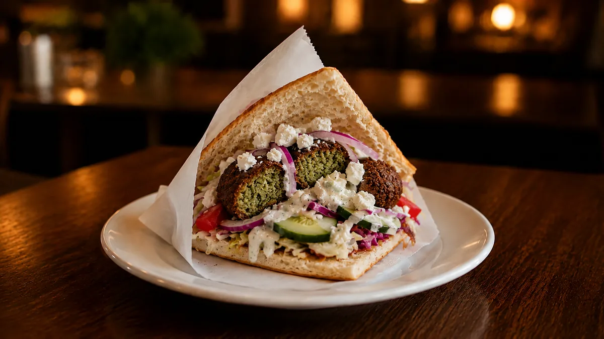 Falafel im Brot mit Käse