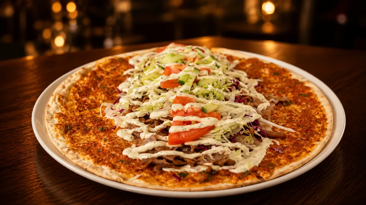 Lahmacun mit Döner und Salat