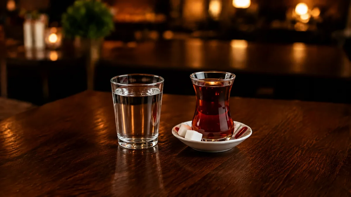 Türkischer Çay mit Wasserglas